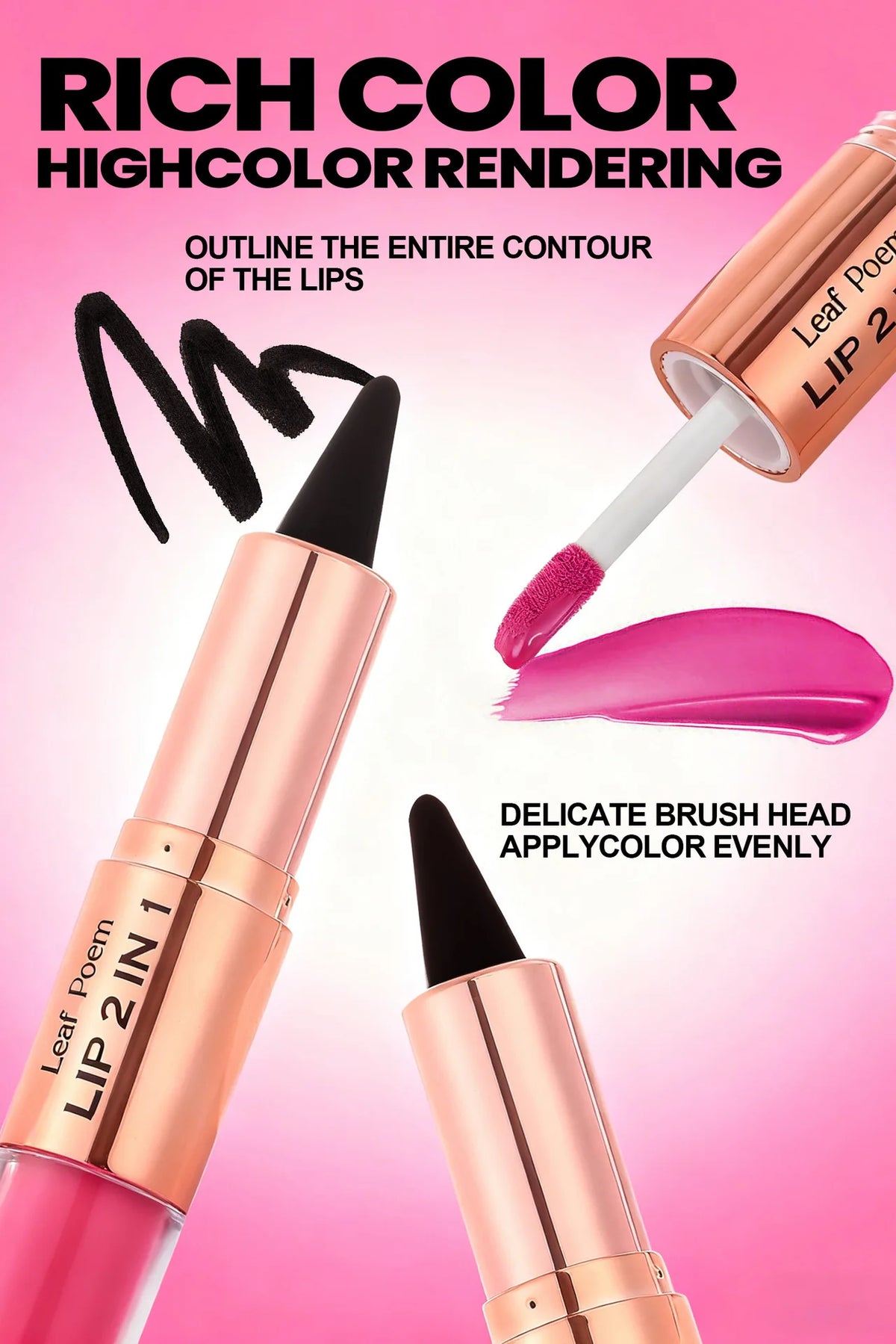 Sexy Red Black Lipstick Waterproof Lipliner Makeup Black Purple Rose Double Head Matte Lipgloss Tapered Lip Liner Contour Pencil