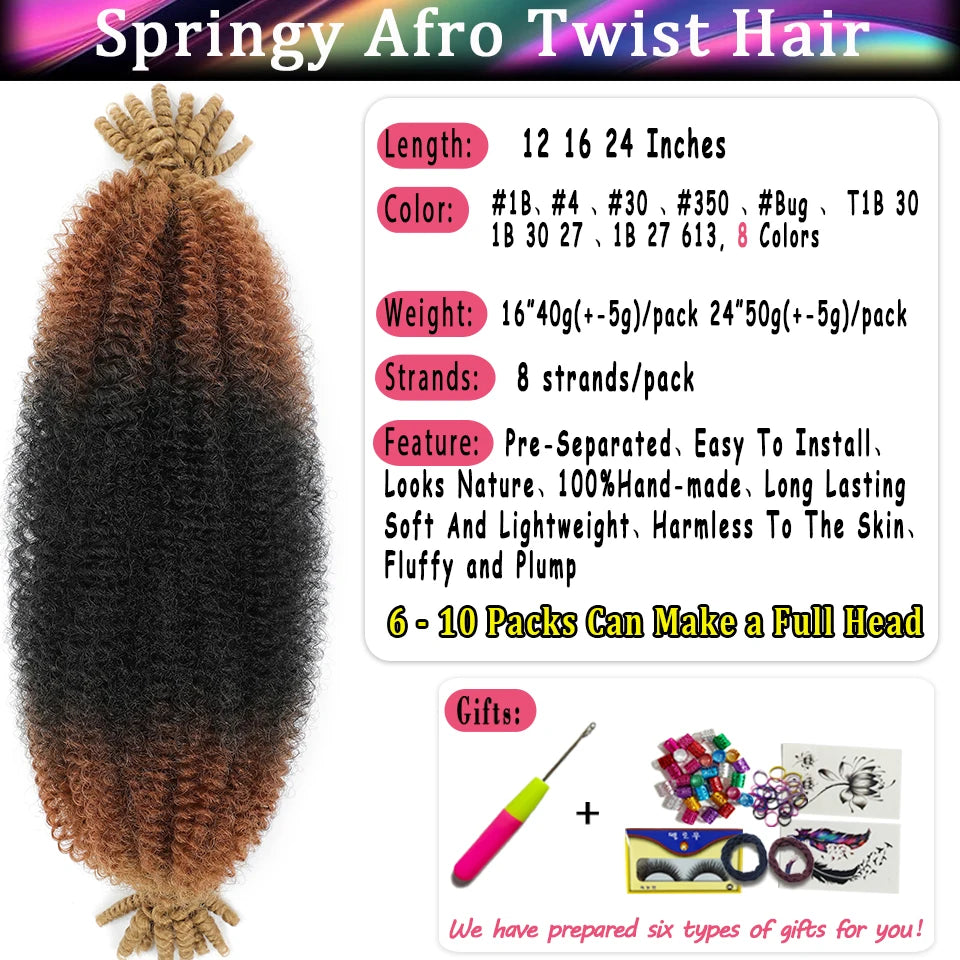 1-8 Packs Ombre Marley Twist Braiding Hair Twisted UP Kinky Twist Hair Springy Afro Twist Hair Marley Hair Extensions For Twists