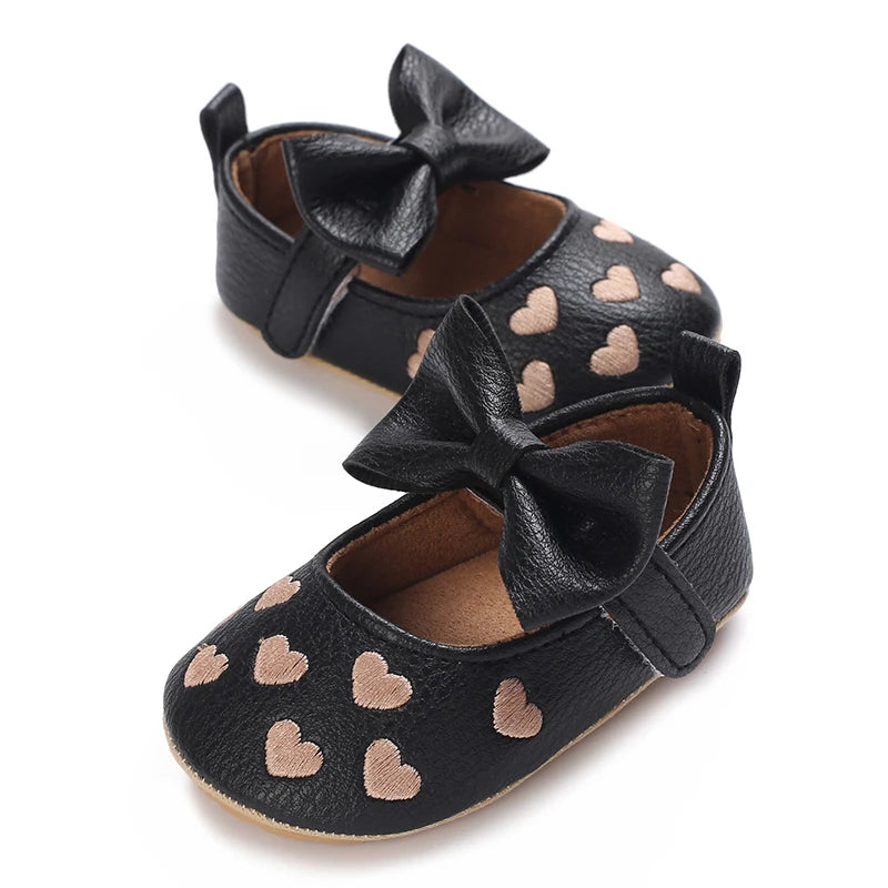 0-1Year Baby Shoes Infant Pre-Walker Shoes Girls Princess Bow Shoes Cute Breathable Flower Soft Sole Casual Sports Footwear