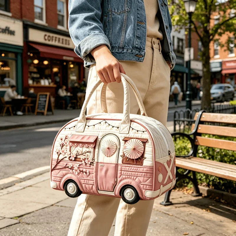 New 9 Styles Bus-Shaped Quilted Duffle Bag Large Capacity 3D Quilting Craft Travel Duffel Bag Tote Bags Short-distance Handbag