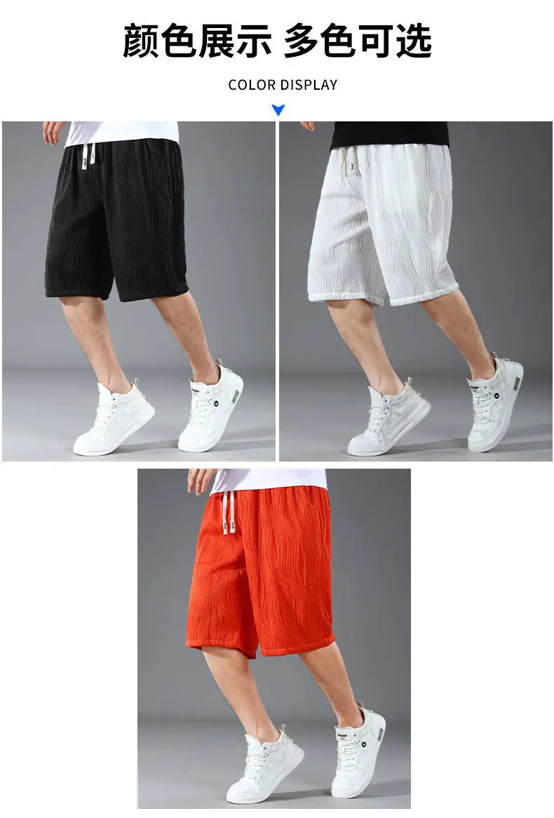 Extra Big Size Men Ice Silk Short Elastic Waist Casual Bermuda Male Summer Cool Icy Plus Large 11XL Loose Fit Stretch Breathable