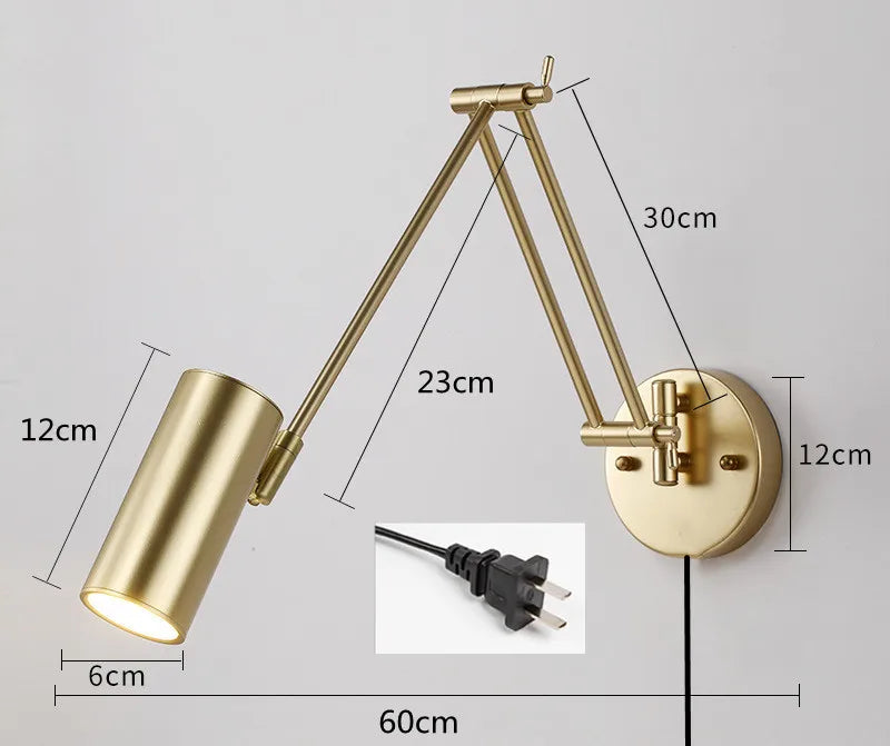 LED Wall Lamps Modern Adjustable Swing Long Arm Internal Touch Sensor Switch Household Bedside Lighting Decor Sconce Lights