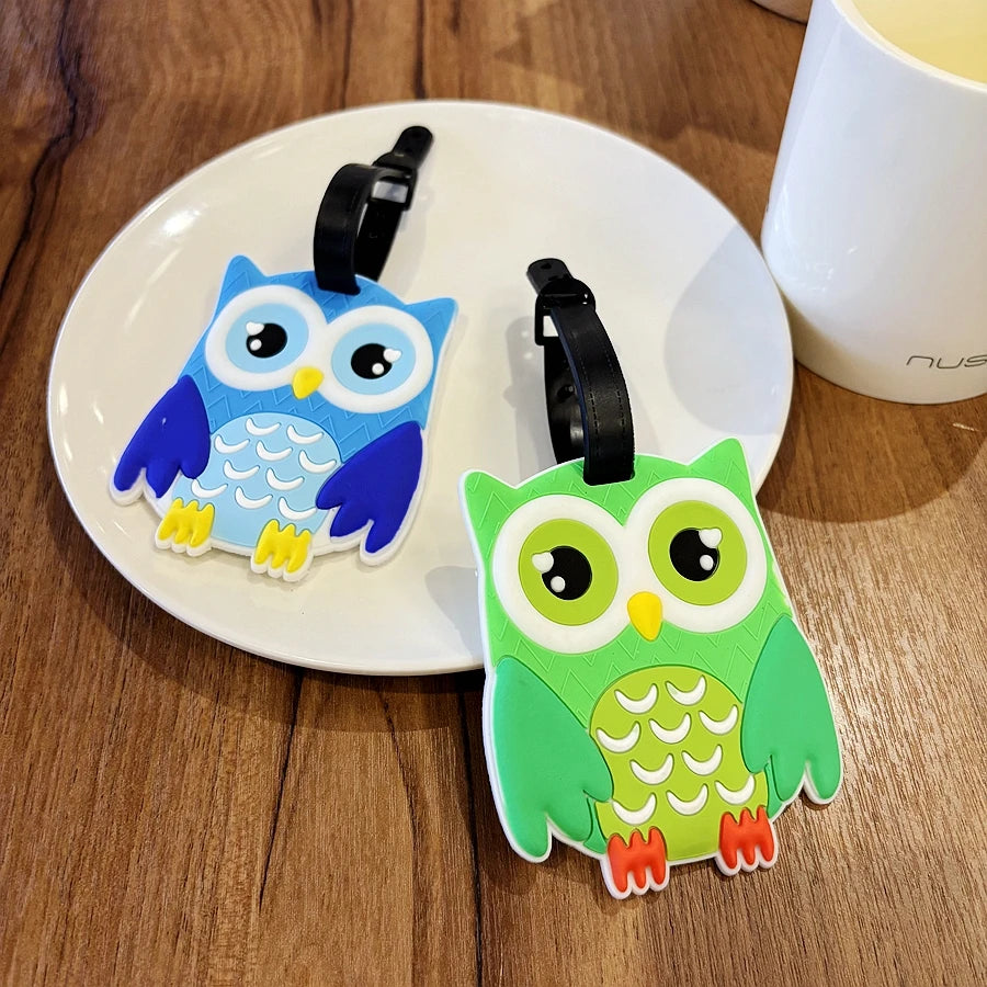1pc/3pcs Owl Luggage Tag Pendant Portable with Name Writing Airport Luggage Anti Loss Name Identification Luggage Name Label Pen