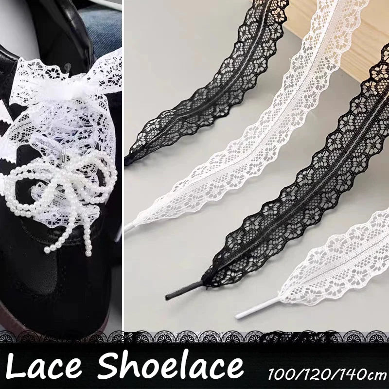 Lace Shoelaces for Women Casual Shoes 2.9CM Width Flat Shoelace for Sneakers Shoe Laces Accessorices Fancy Silk Shoelaces