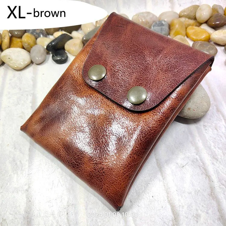 Mini Waist Bag Genuine Leather Belt Pouch Wallet Card Holder Car Key Purse Pack Driver's license Case Men Women 6071