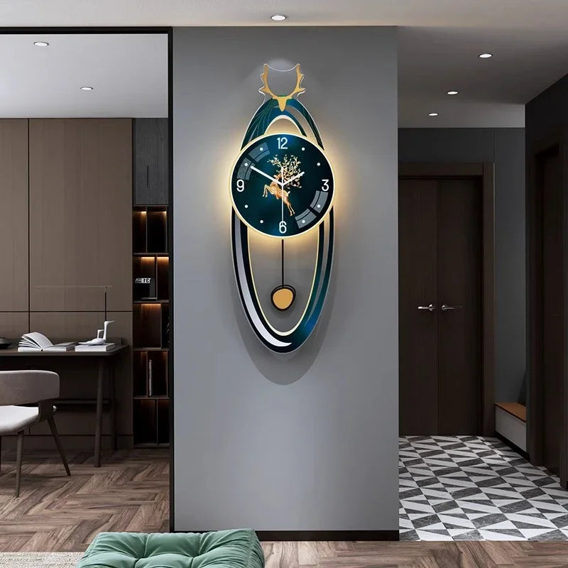 European Illuminated Clock Unique Nordic Pendulum Silent Luxury Wall Clock Aesthetic Modern Design Reloj De Pared Wall Decor