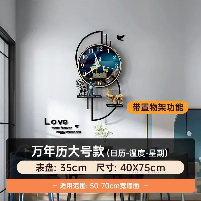 Light Luxury Wall Clocks Creative Home Decor Nordic Simple Living Room Home Wall Clock Luxury Designer Smart Models with Lights
