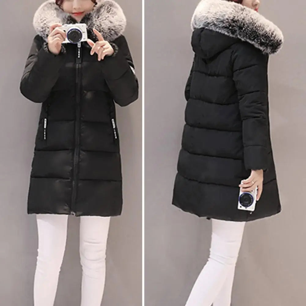 Women Winter Jackets Down Cotton Hooded Tops Large Size Parkas Mujer Coats Long Coat Fashion Female Fur Collar Outfits New Year