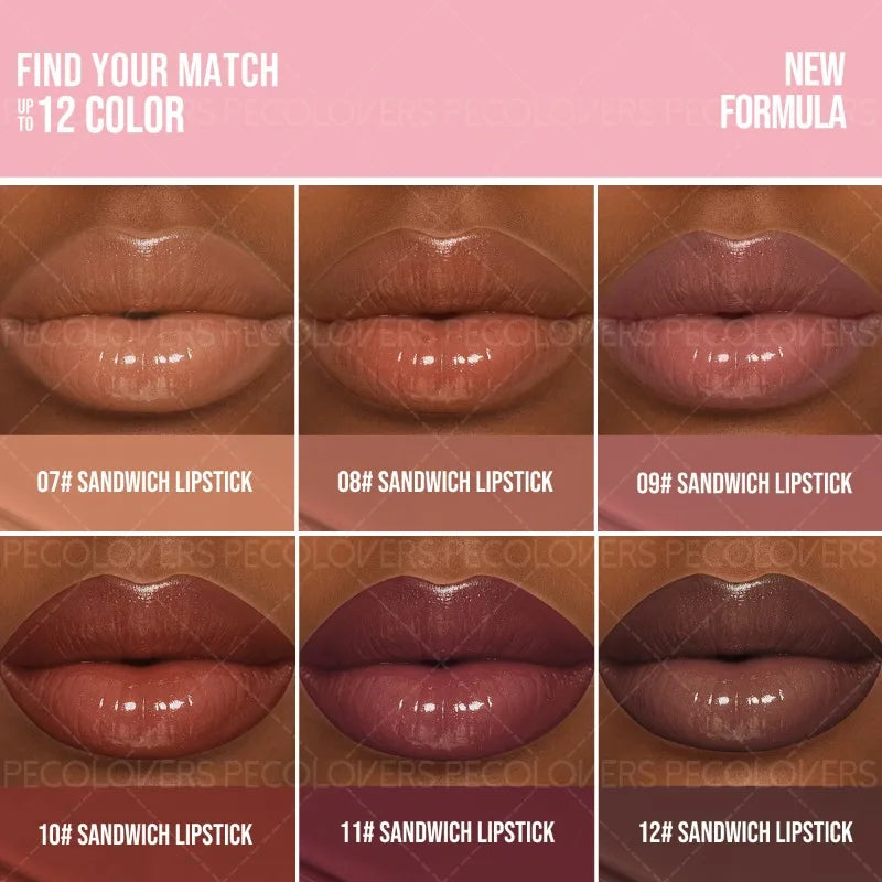 Sandwich Lipstick Pen, Moisturizing Lip Gloss, Long-lasting, Non-drying, Multi-color Options, Lip Cosmetics