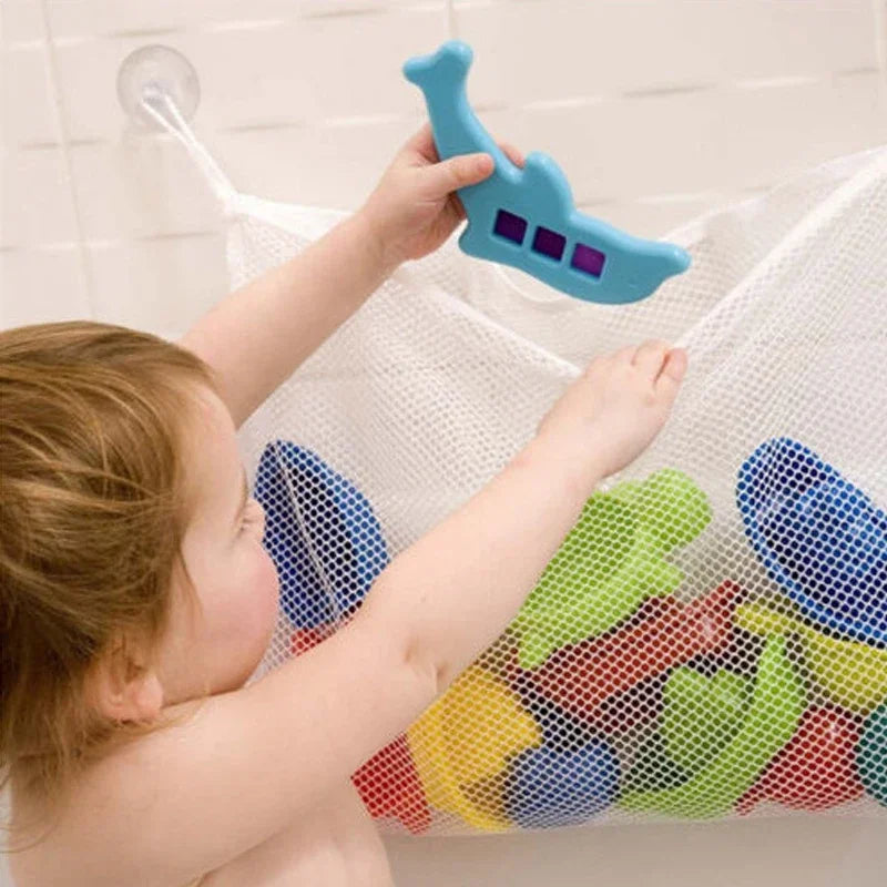 Baby Shower Bath Toys White Baby Kids Toy Storage Mesh with Strong Suction Cups Toy Bag Net Bathroom Organizer for Kids Toddlers