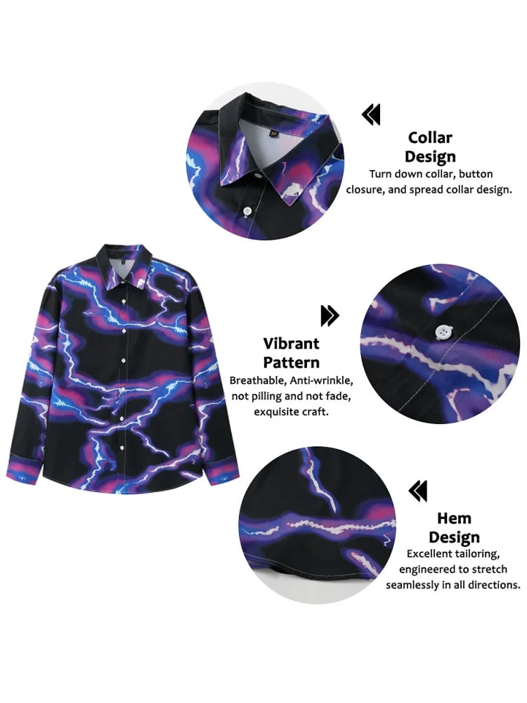 Gift Christmas Tree Print Men's Long Sleeve Shirt Urban Street Men's Fashion Christmas Shirt Autumn And Winter Casual Mens Shirt