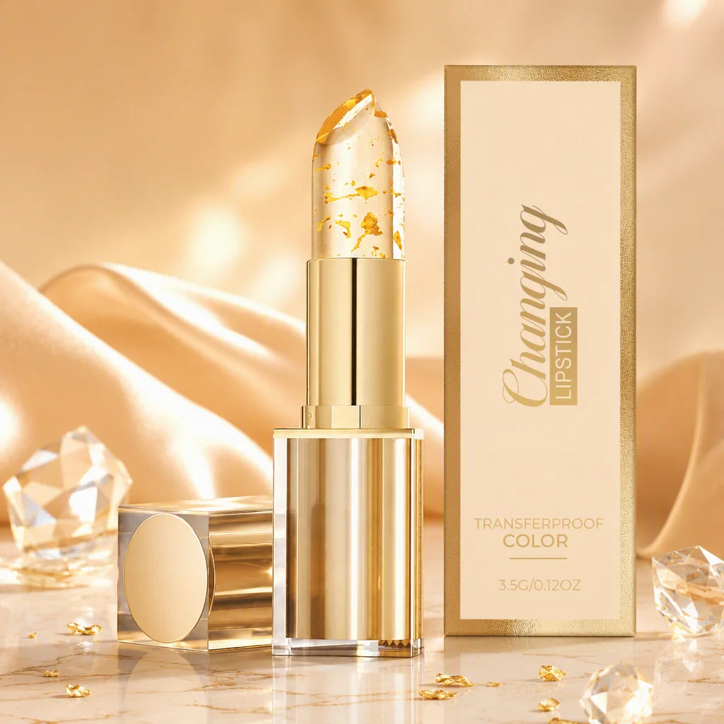 Gold Foil Color Changing Lipstick Hydrating PH Adjusting Lip Tone Long Lasting Moisturize Crystal Transparent Lip Balm Lip Gloss