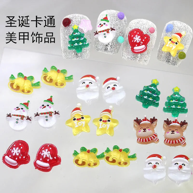 50pcs Kawaii Accessories Resin Nail Art Charms Cartoon Heart Nail Decorations Mixed Size Bulk Manicure Rhinestones Jewelry DIY