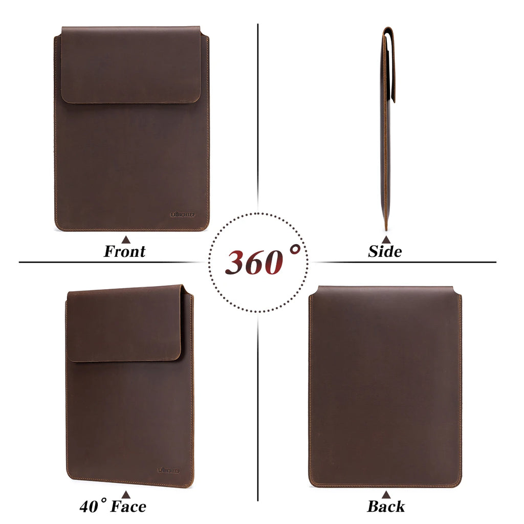 Laptop Sleeve Genuine Leather Slim Tablet Protective Cover for 15/15.6 Inch MacBook Air/Pro