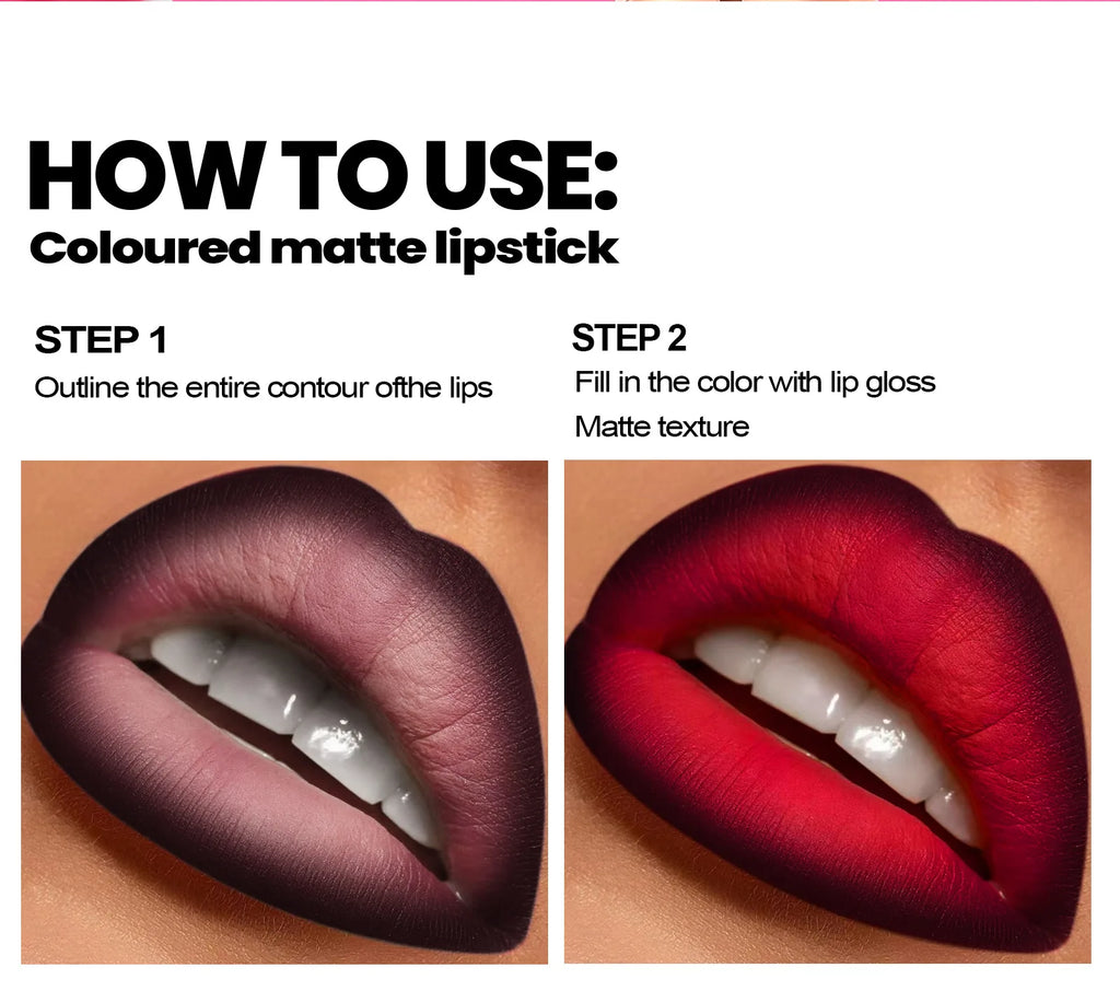 Tapered Gradient Lipliner Pen Black Brown Lip Gloss Matte Lip Liner Double Head Plumping Waterproof Lip Contour Non Stick Makeup
