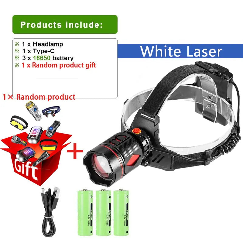 100000LM Powerful Headlamp 1000W Led Sensor Head Flashlight High Power Headlight 18650 Rechargeable Head Lantern Fishing Camping