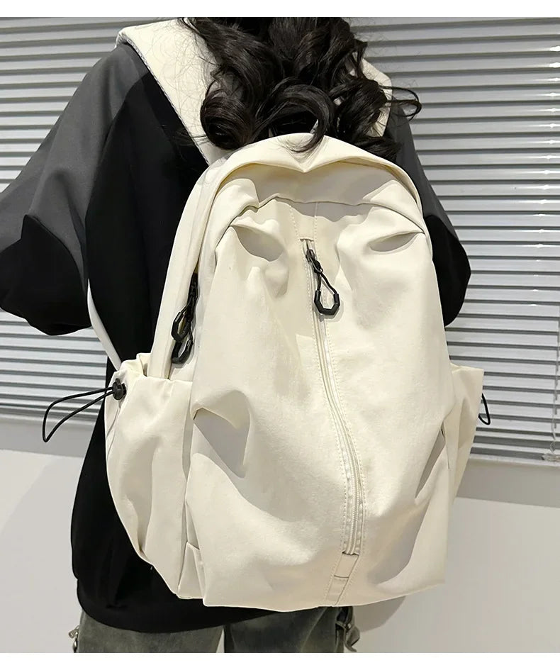 15.6 Inch Nylon Waterproof College Backpack Large Capacity Travel Unisex Laptop Backpacks Simple Design School Bag for Teenagers