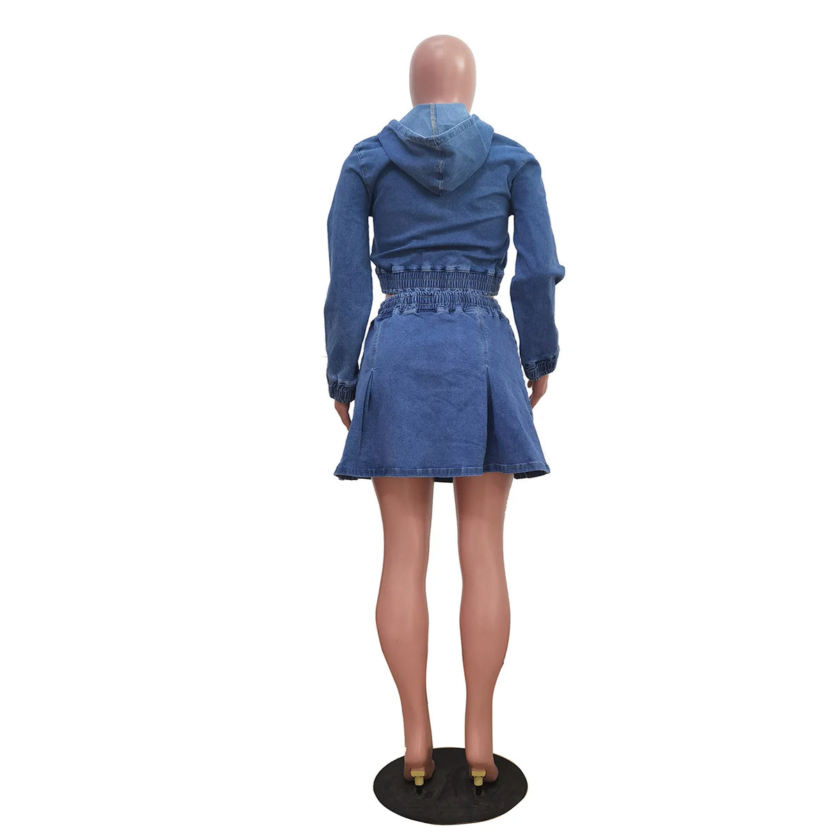 New TS1325 Women's Casual Washed Denim Short Skirt Set Fashionable Autumn Season Leisure Style Unisex Work Uniform Student Sc...