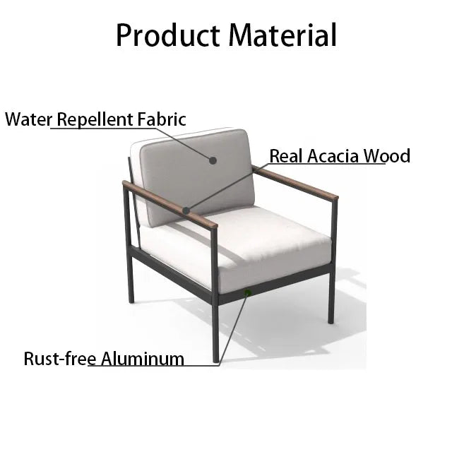 Black Three-seater Villa Courtyard Leisure Sun Terrace Outdoor Sofa Combination Outdoor Furniture Sofa