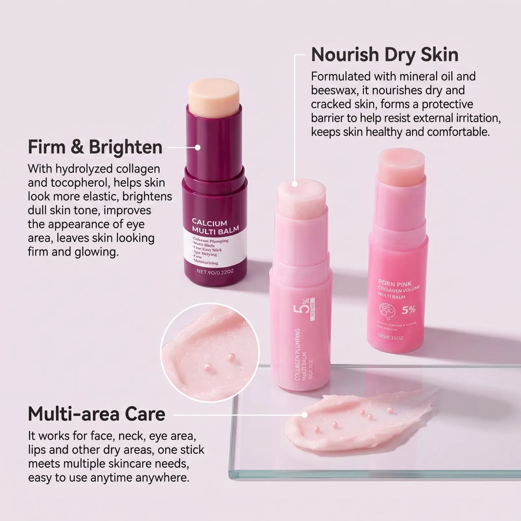 PDRN Pink Collagen Multi Balm Stick 5% Volume Stick Set Moisturizing Firming Fine Lines Brightening Portable Skincare Stick