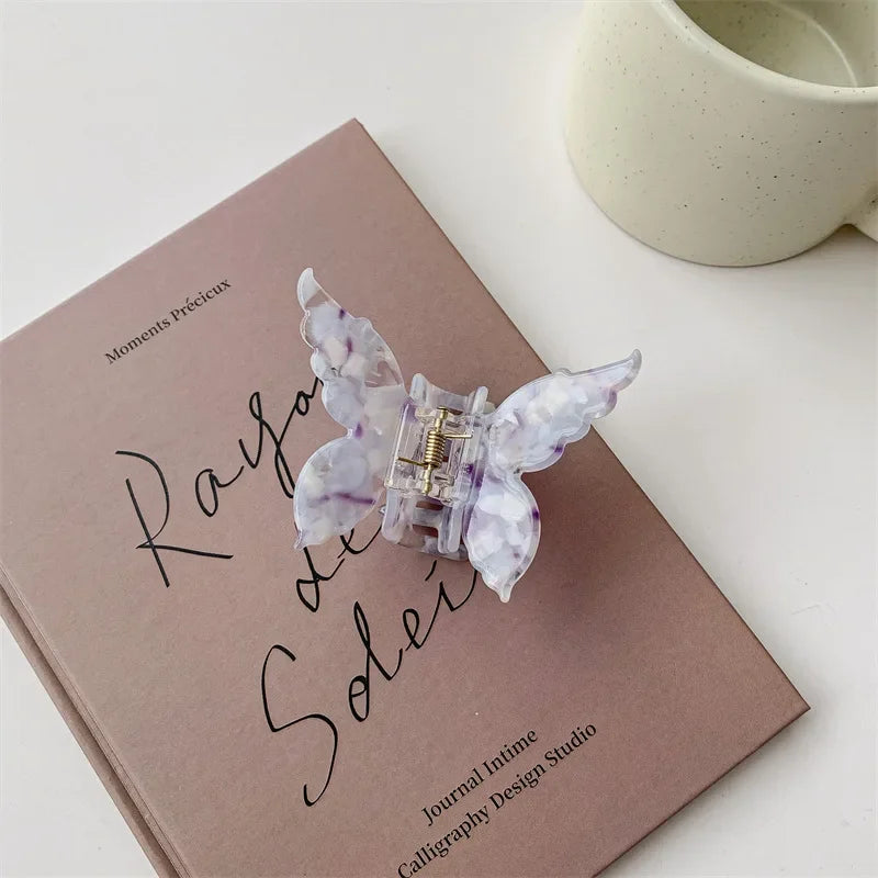 New Gradient Colorful Butterfly Hair Claw for Women French Retro Acetic Acid Hair Clip Fashion Headwear Hairpin Hair Accessories