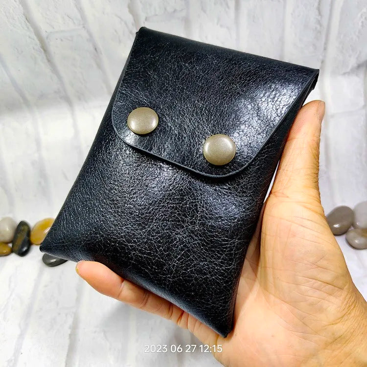 Mini Waist Bag Genuine Leather Belt Pouch Wallet Card Holder Car Key Purse Pack Driver's license Case Men Women 6071