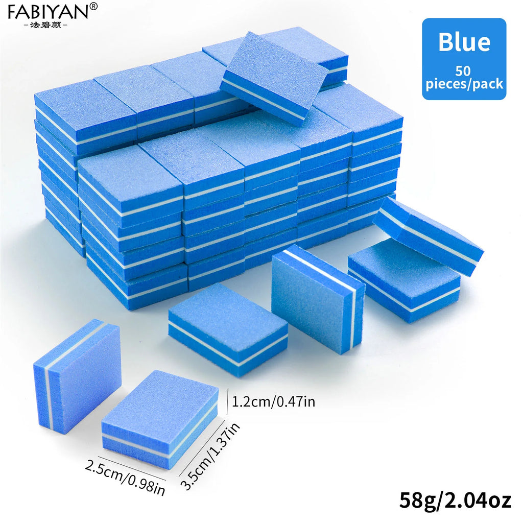 50Pcs/pack Mini Sponge Nail Buffer Block Double Sided Texture Nail File Buffers For Nail Pre-processing Polish Nails Accessories