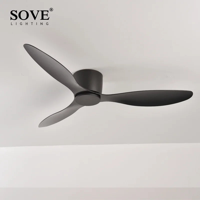 Modern Led Ceiling Fan Without Lights DC Motor 6 Speeds Timing Fans 17CM Low Floor Loft Remote Control Decorative Fan With Light