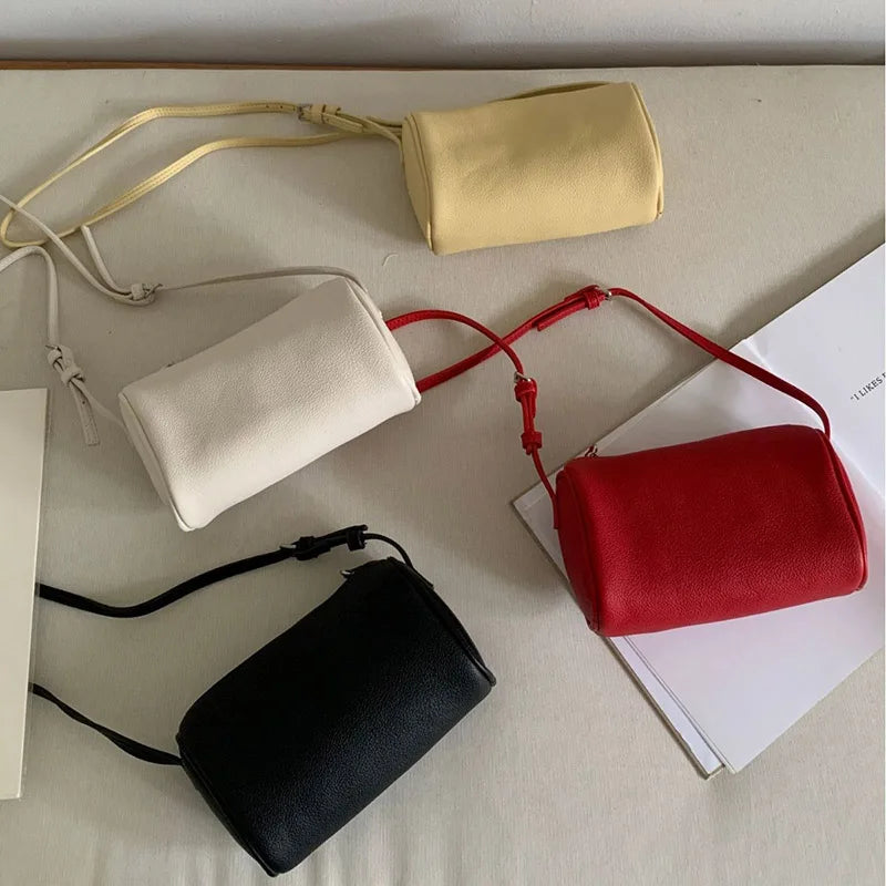 2026 New Women Lychee Pattern Small Pillow Bag Summer Fashion Boston Handbag Single Shoulder Crossbody Bag Small Bag Red Yellow