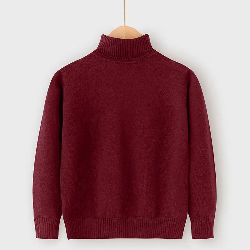 New Autumn Winter Children's Cotton Sweater Full Sleeve Turtleneck Knitwear Baby Boys Girls Clothing Warm Soft Jumper Pullovers