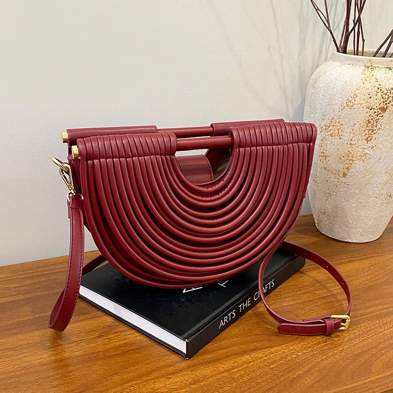 Luxury Evening Clutch Purses For Women 2026 Golden Noodle Half Moon Crossbody Bag Wedding Dinner Party Luxury Designer Handbags