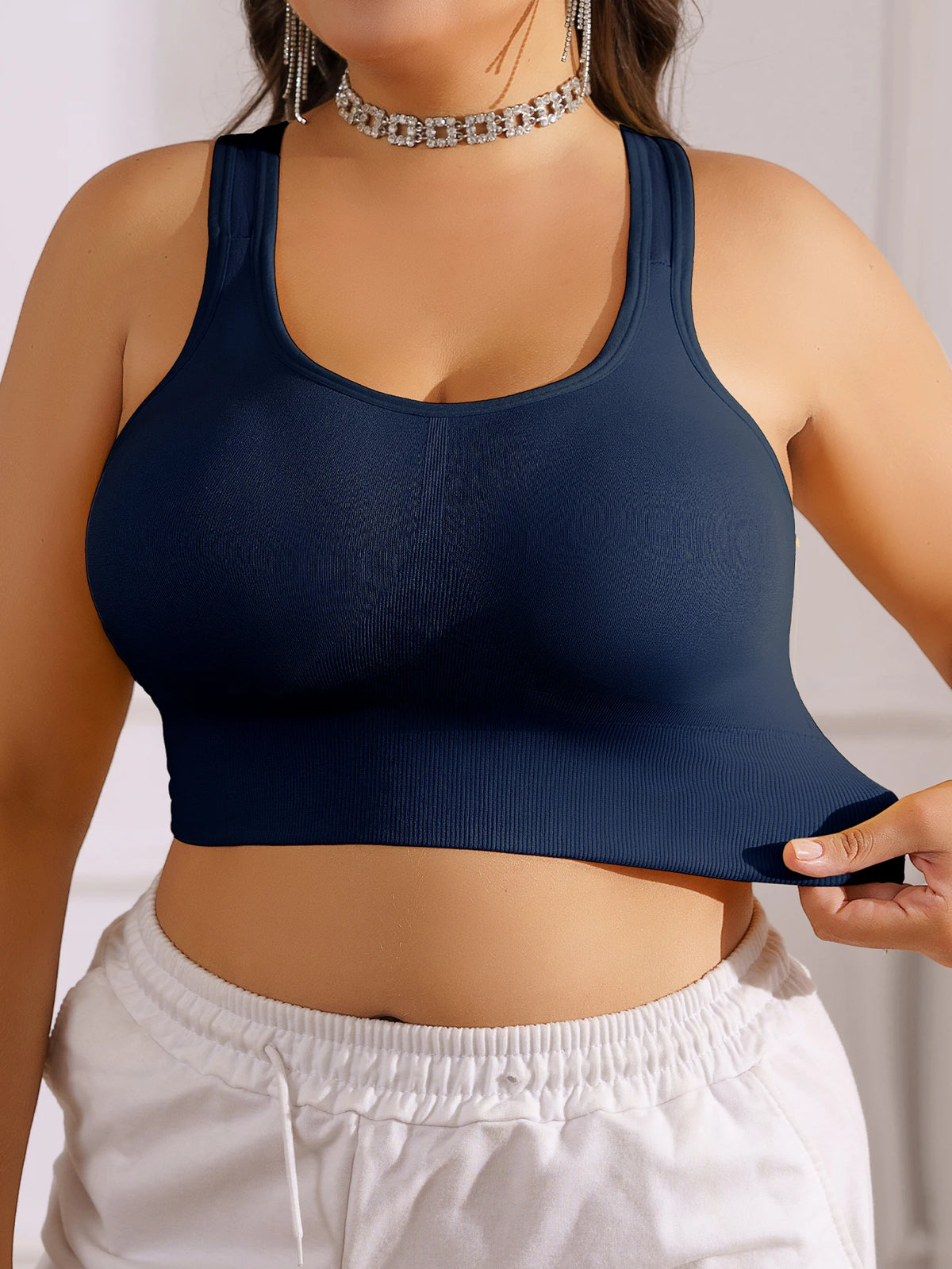 Women's Plus Size Sports Bra, Removable Pads Breathable Gym Running Yoga Vest, Anti-Sag Support Workout Tank Top, 10 Colors