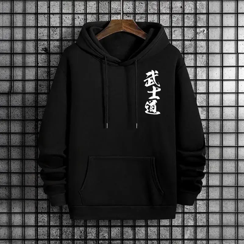 Japan Bushido Print Streetwear Hoodies 2025 Urban Fashion Hooded Sweatshirt Male Trendy Casual Autumn Winter Hoody Men's Clothes