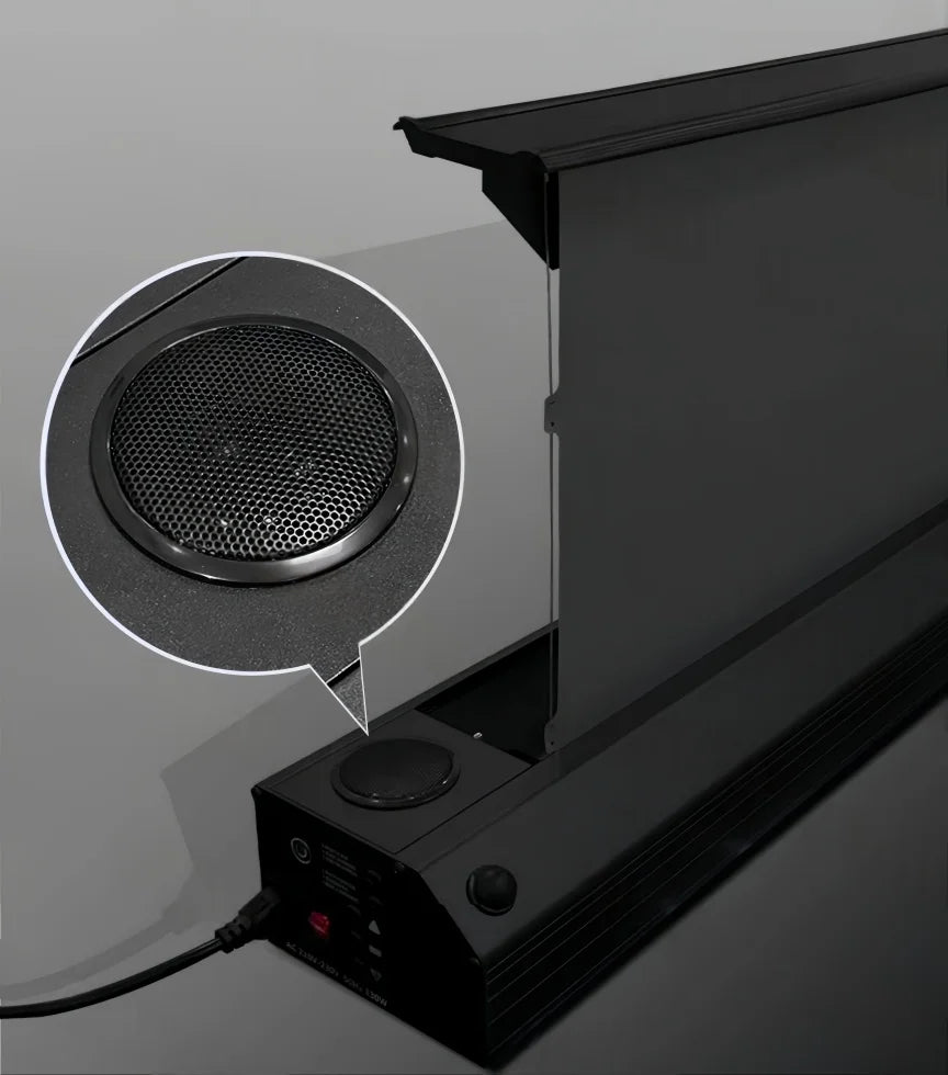 Motorized Floor Rising ALR Acoustic Transparent Projector Screen, 8K High Contrast Perforated Short Throw Home Theater Screen
