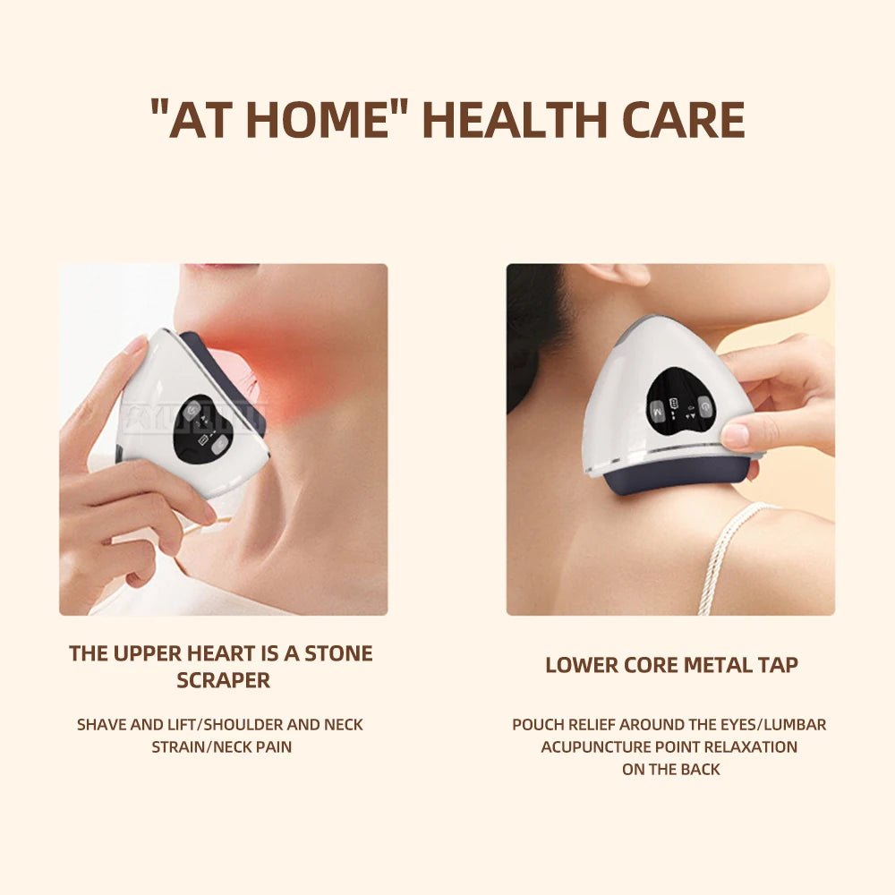 Bianstone Gua Sha Instrument with EMS Micro-current acupuncture point massage around the eyes and bags