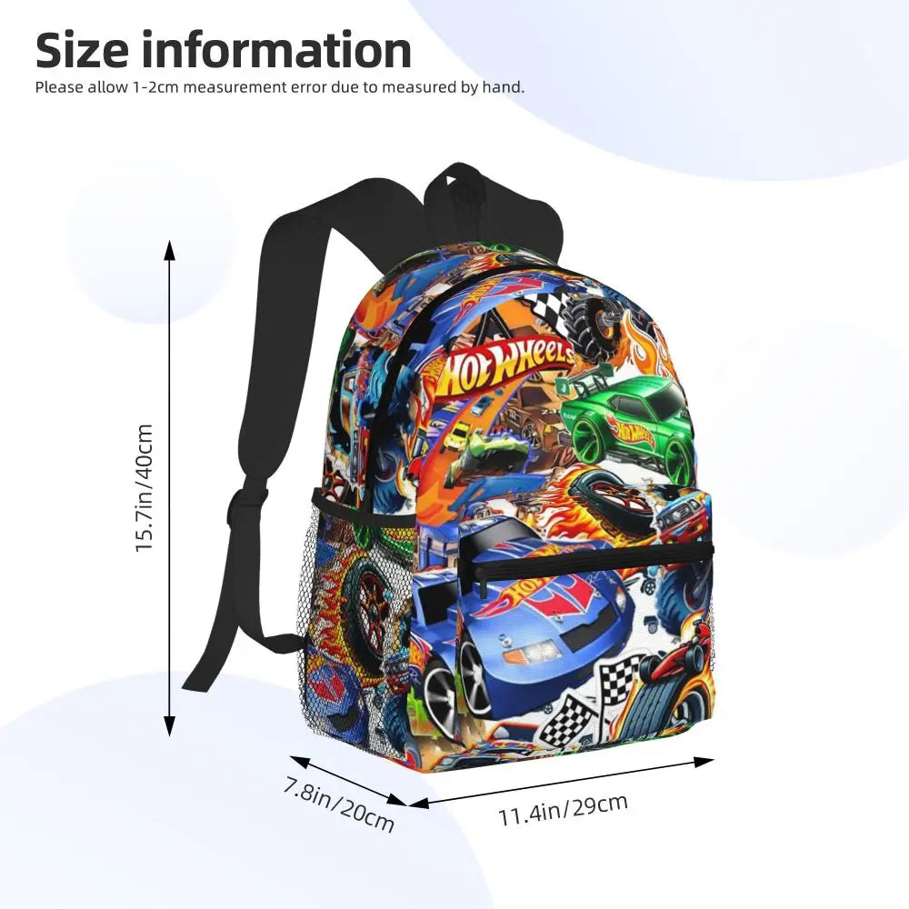 Hot Wheels Race Student Backpack School Bag Hiking Travel Daypack for Men Women Bookbag Shoulder Bags