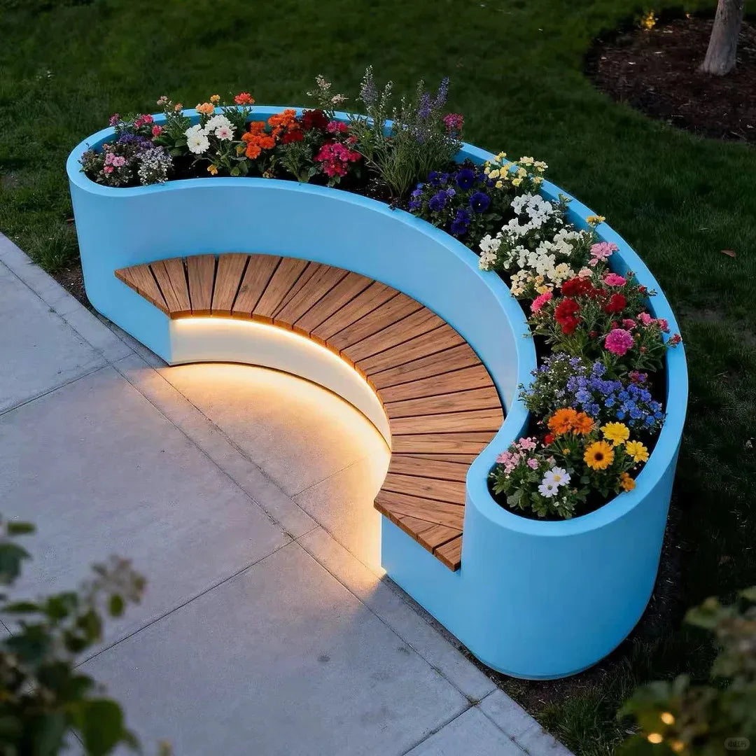 Custom Fiberglass Curved Bench – Outdoor & Commercial Seating