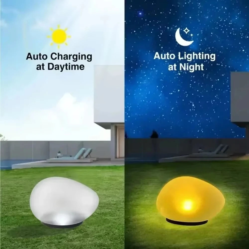 Solar Decorative Lamp Colorful Ground Lamp Outdoor Waterproof Portable Energy Saving Lantern Pebble Lawn Light Home Garden Lamp