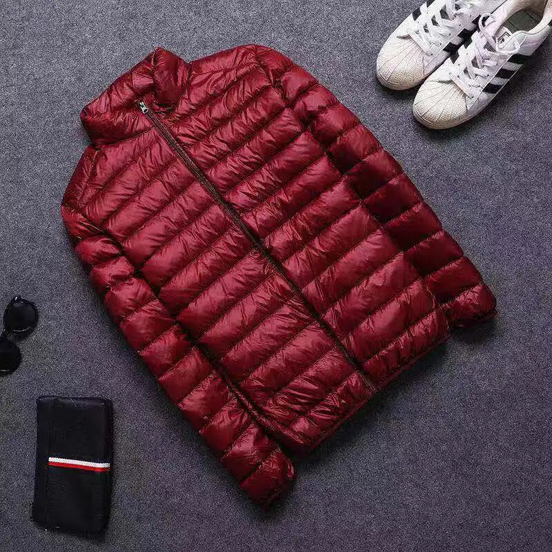 New Autumn and Winter Zipper Cotton-Padded Clothes Jacket Men's Fashion Hooded Super Light Warm Slim Coat Jacket Men's Coat