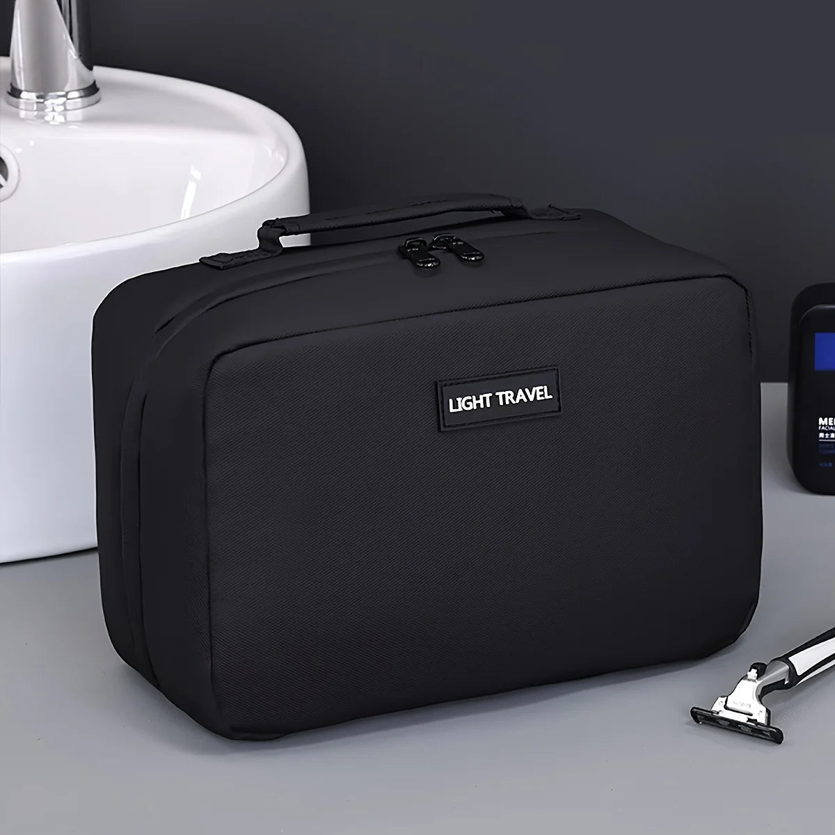 Men's Double Open Makeup Storage Bag Portable Zipper Closure Makeup And Beauty Bag Business Travel Toiletries Organizer Bags