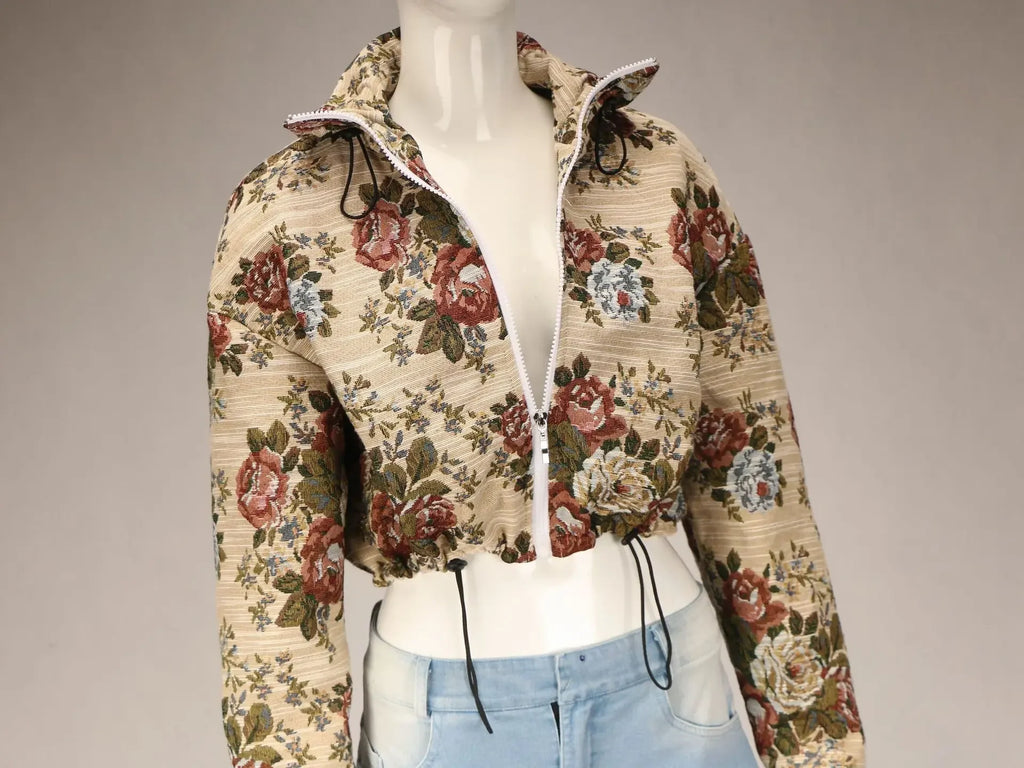 URBANCREW Floral Denim Jacket & Cargo Jeans Set — 2-Piece Streetwear