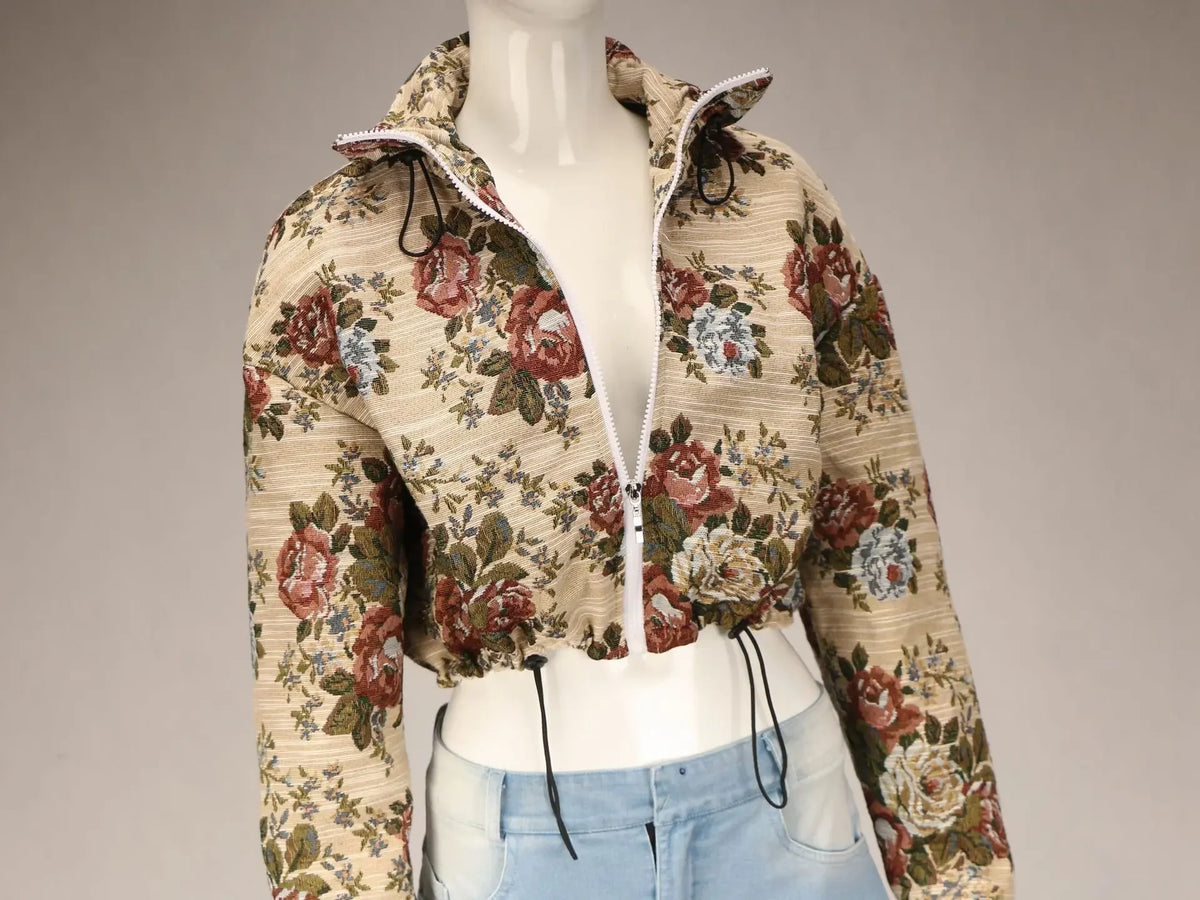 URBANCREW Floral Denim Jacket & Cargo Jeans Set — 2-Piece Streetwear