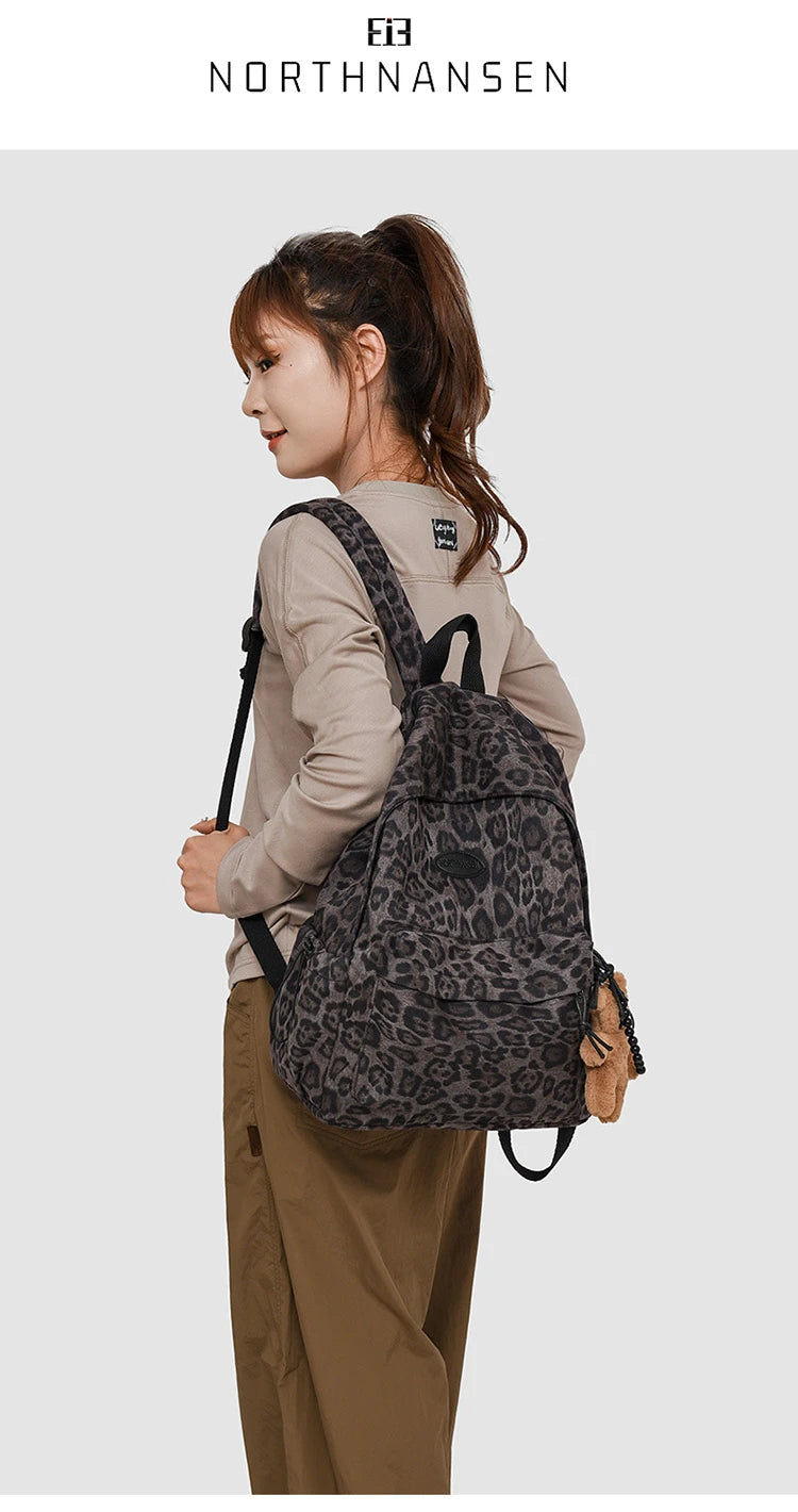 Leopard print Woman Backpack School Book Bags For Teenage Girls Boys Harajuku Female College Bag Student Lady leisure BagPack