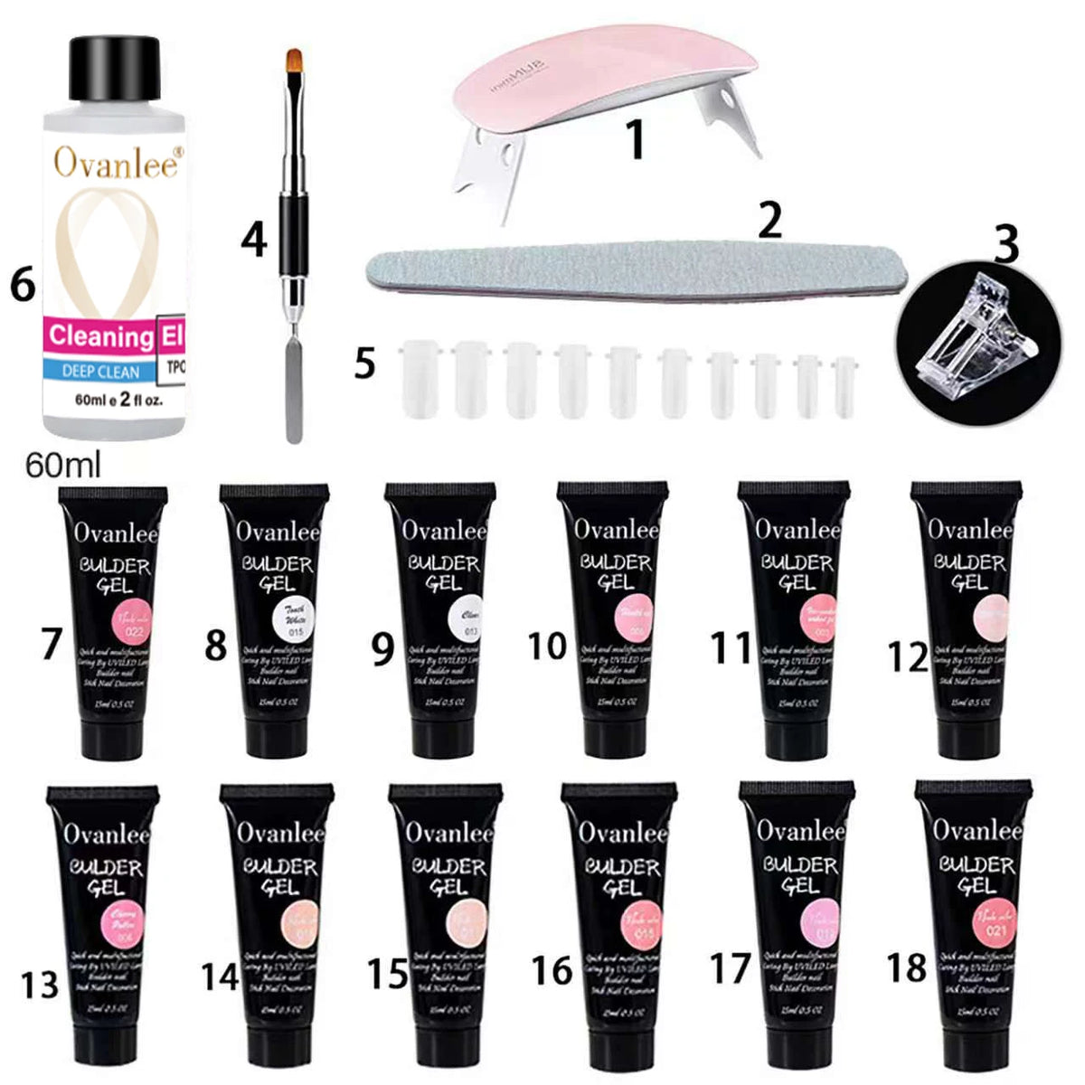 Ovanlee Polygel Nail Builder Kit with Mini UV/LED Lamp