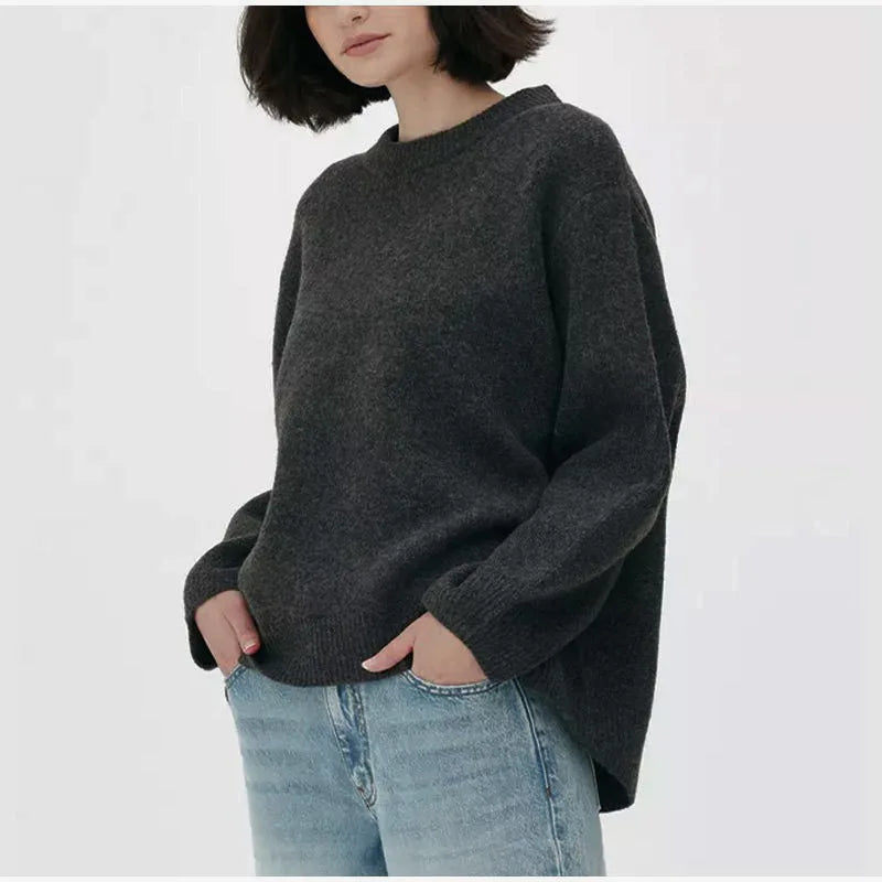 Women's Pink Knitted Sweater Cozy Long Sleeve Large Size Pull Knitwears Pullovers Cute Core Top White Fall 2025 New Streetwear