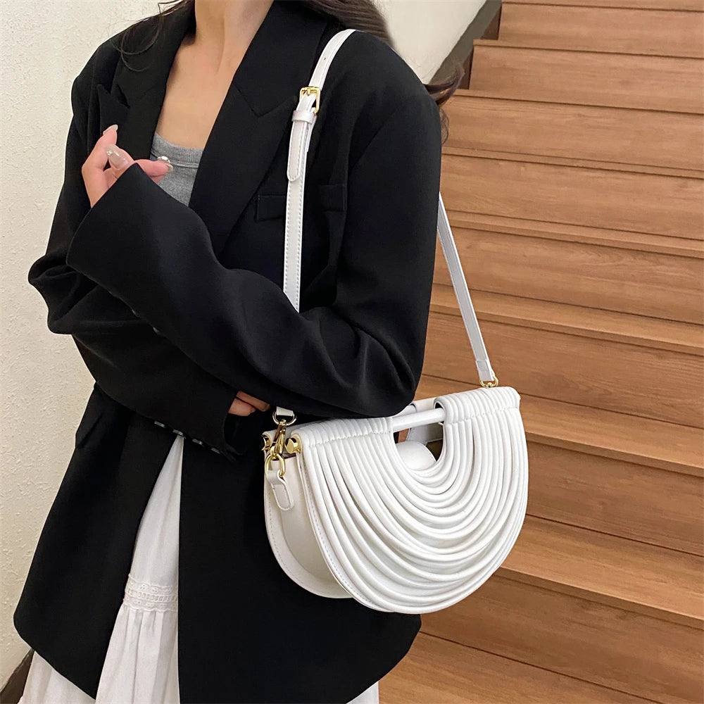 Luxury Evening Clutch Purses For Women 2026 Golden Noodle Half Moon Crossbody Bag Wedding Dinner Party Luxury Designer Handbags