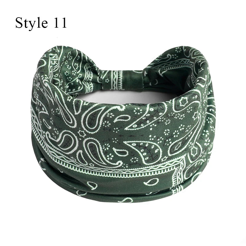 Bohemian Knot Turbans Yoga Elastic Head Wrap Women Fashion Vintage Elastic Hair Band Lady Wide Headbands Female Hair Accessories