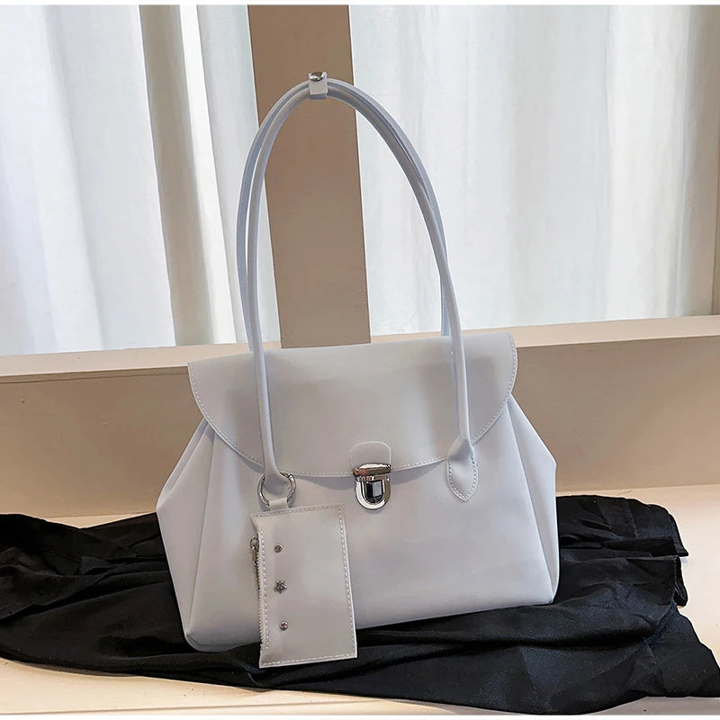 Korean Style Flap Jelly Tote Bag Large Capacity Commuter Shoulder Bag Underarm Handbag Soft Candy Color Casual Daily Work Bag