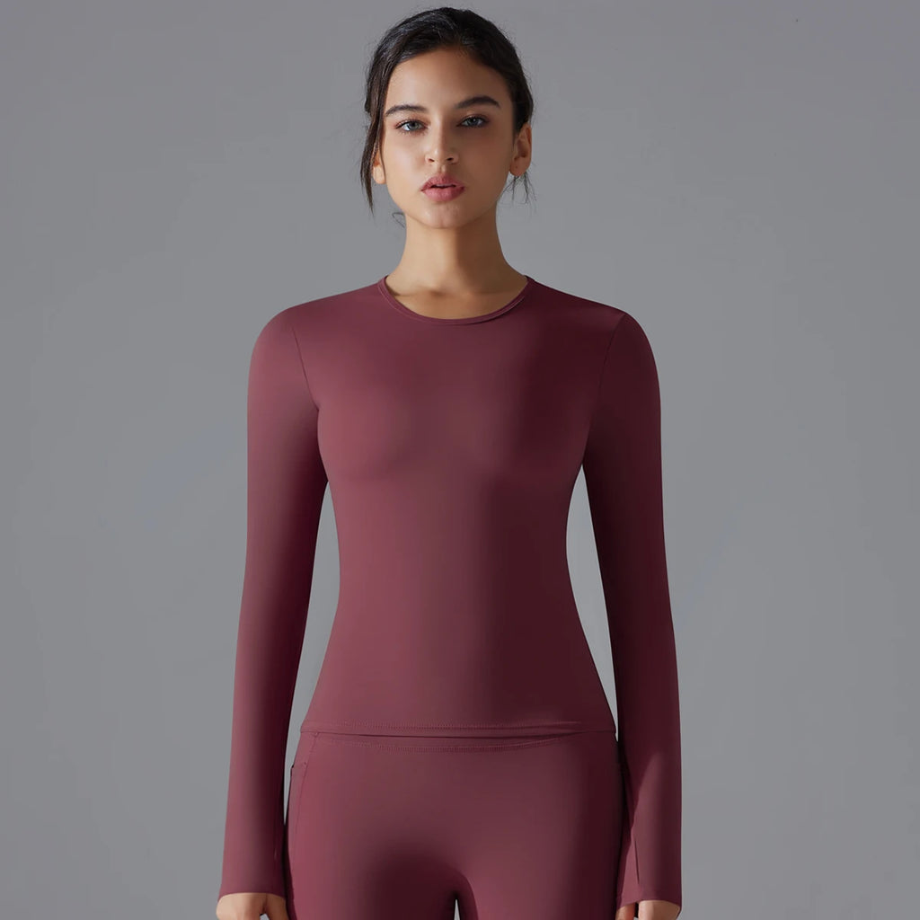 Yoga Shirts For Women Long Sleeve Winter Fitness Running Gym Clothes Workout Dry Fit Breathable High Elastic Sports Top