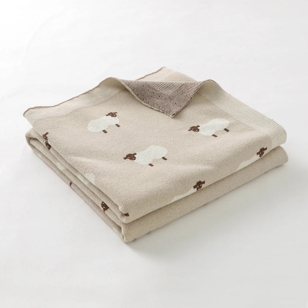 Baby Blanket 100%Cotton Knitted Infant Girl Boy Bedding Quilt 100*80CM Newborn Stroller Swaddling Fashion Cute Sheep Plaids Warm